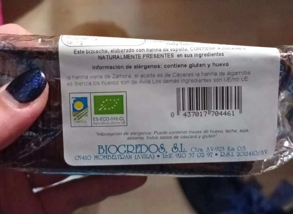 Bizcocho de algarroba