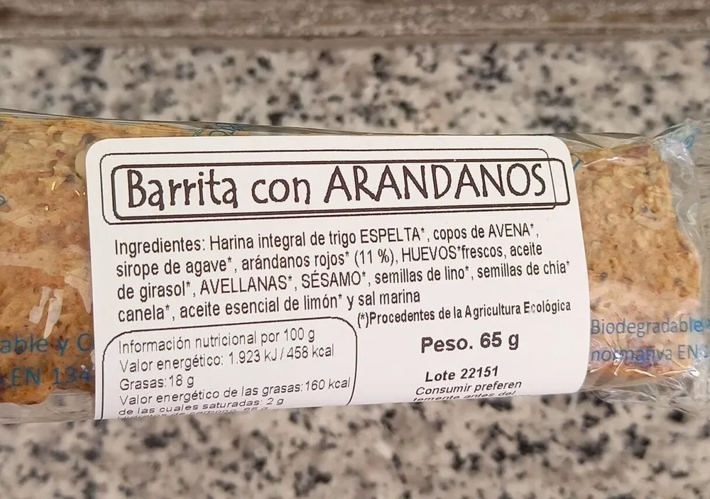 Barrita con arándanos