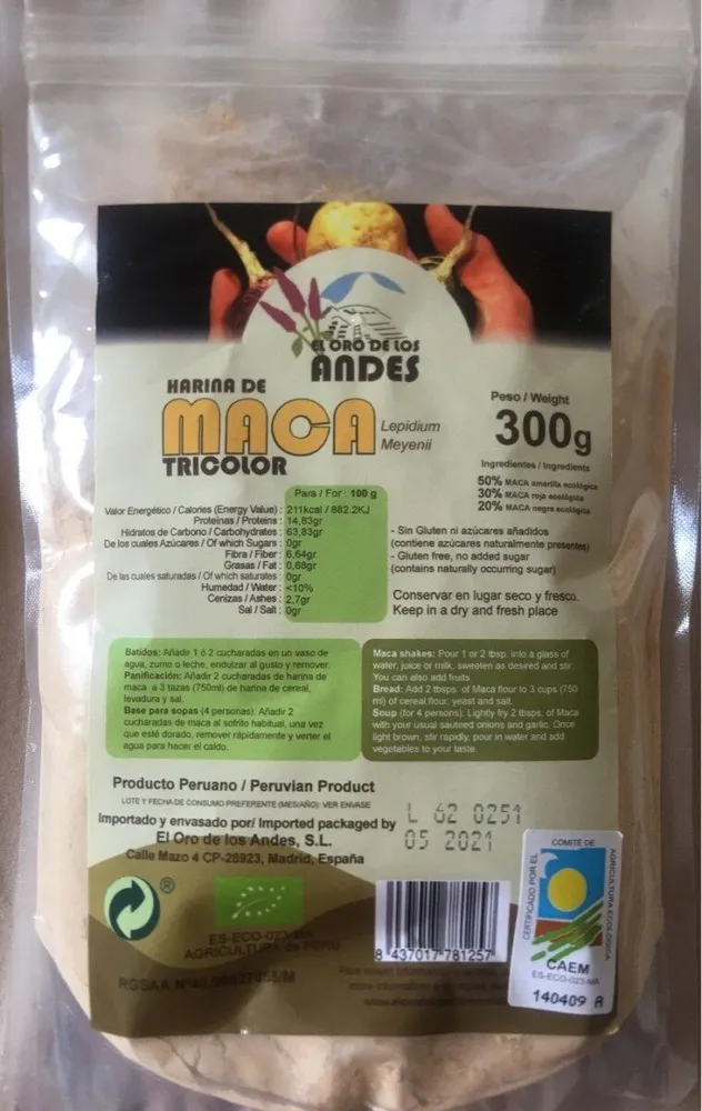 Harina de maca tricolor