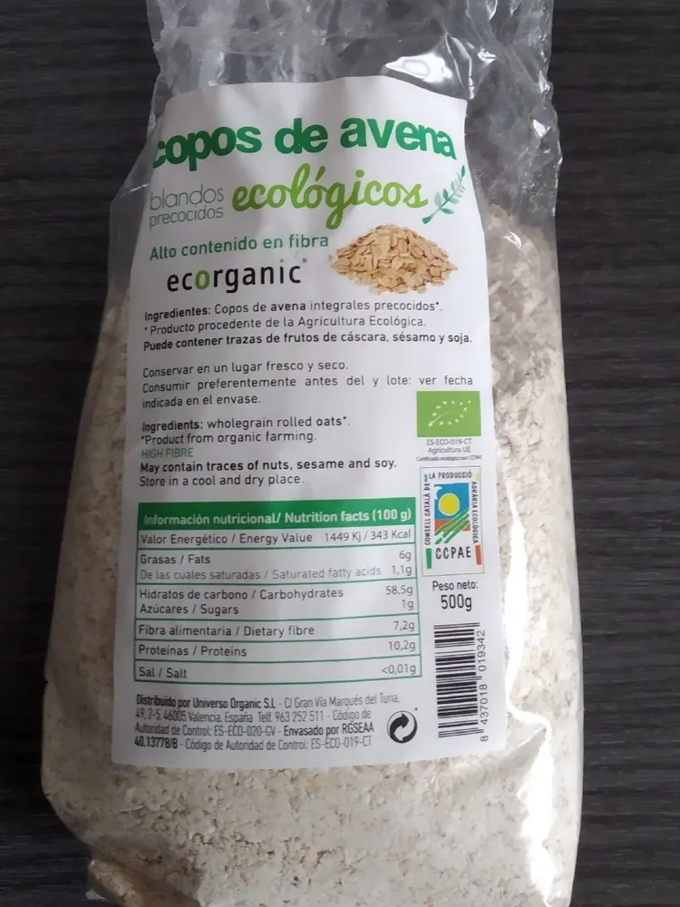 Copos de avena ecológicos