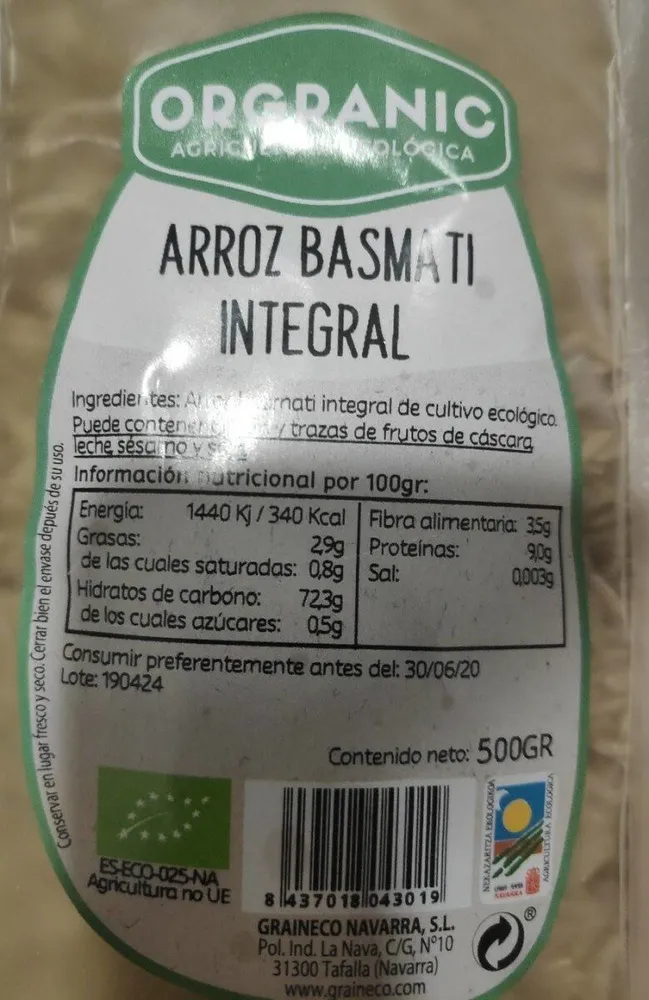 Arroz basmati integral