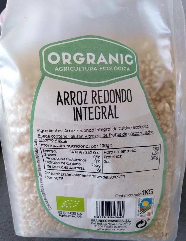 Orgranic arroz integral