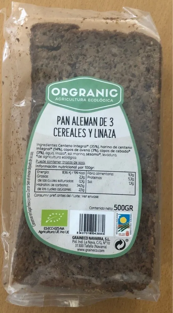 Pan aleman de 3 cereales y linaza