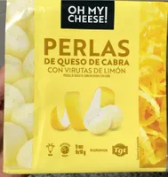 Perlas de queso de cabra con virutas de limon