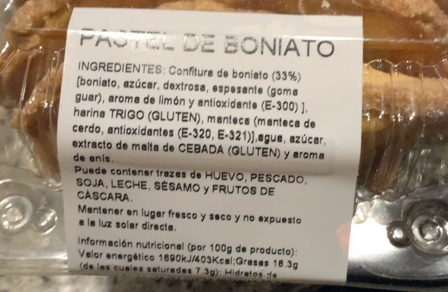 Pastel de boniato