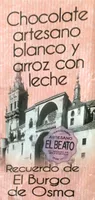 Chocolate Artesano blanco y arroz con leche