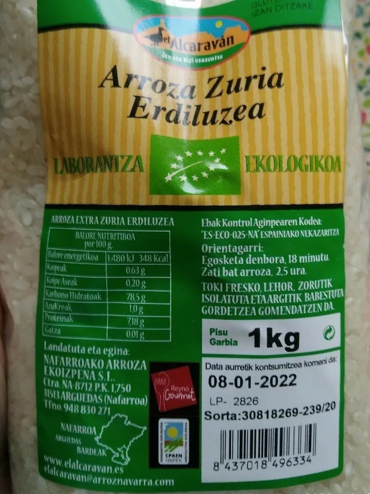 Arroza zuria erdiluzea