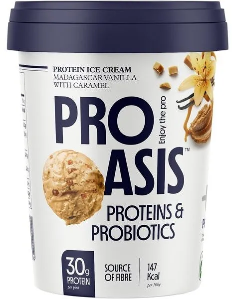 Protein ice cream, madagascar vanilla with caramel