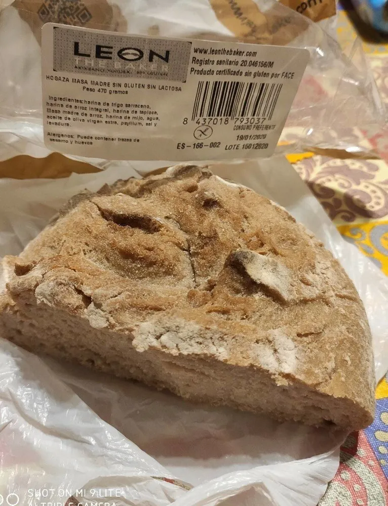 Hogaza masa madre sin gluten y sin lactosa