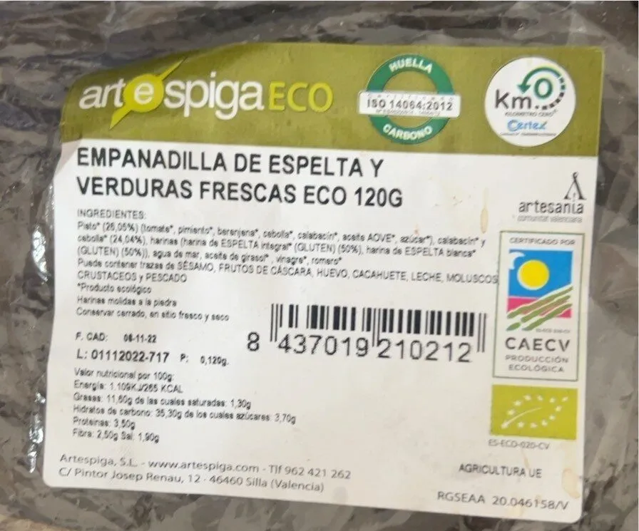 Empanadilla de espelta y verduras