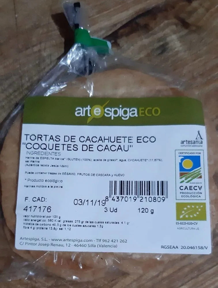 Tortas de cacahuete eco "Coquetes de cacau"