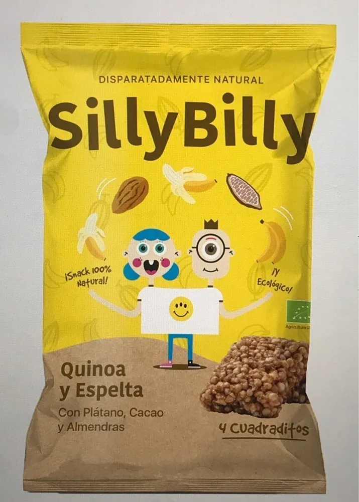 Cuadraditos de Quinoa, Espelta, Platano, Cacao y Almendras
