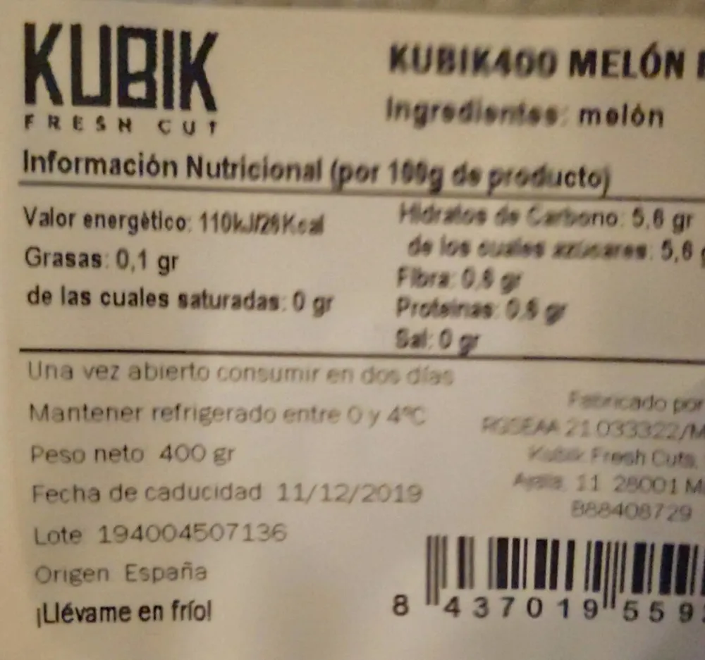 Melón en dados
