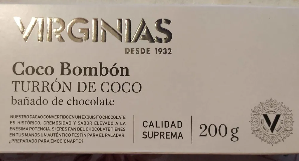 Turrón de Coco Bombón Bañado de Chocolate
