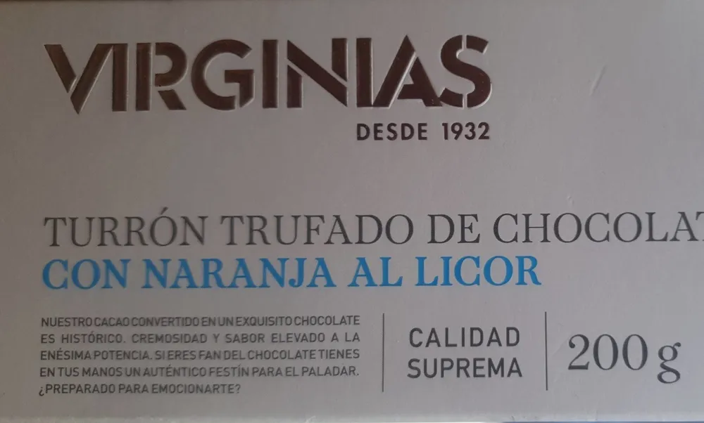 Turrón truffado de chocolate naranja al licor