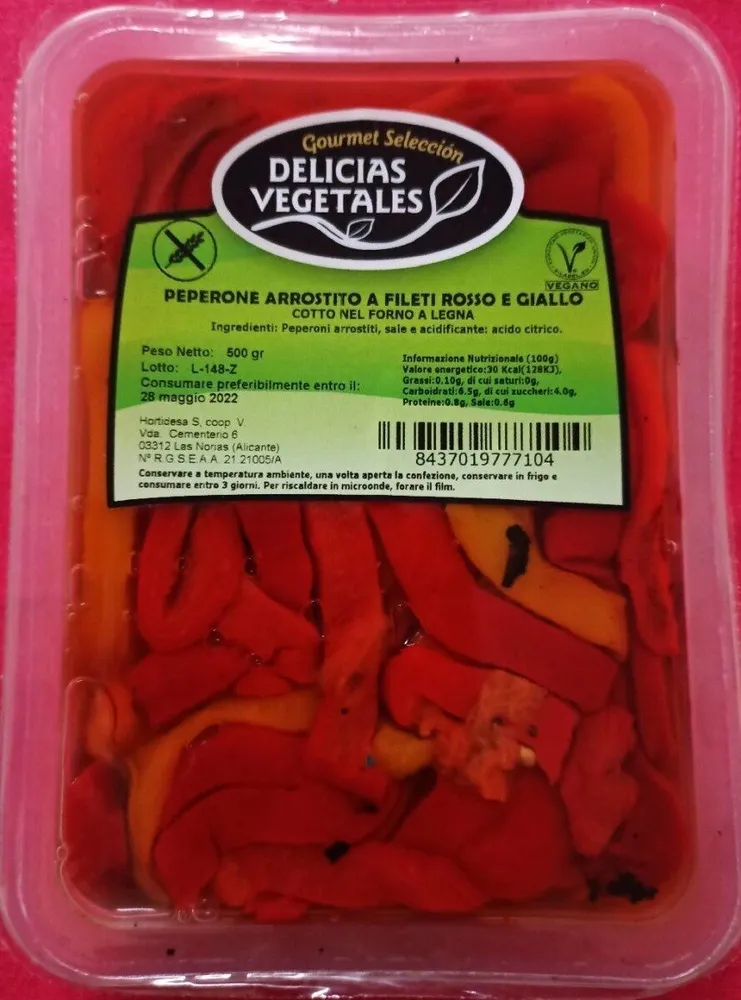 Peperone arrostito a filetti rosso e giallo