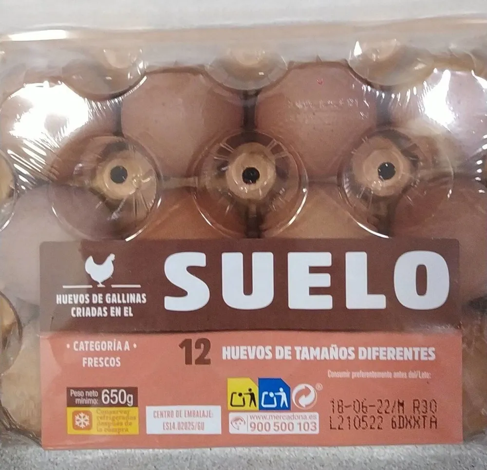 Huevos de gallinas criadas en el suelo