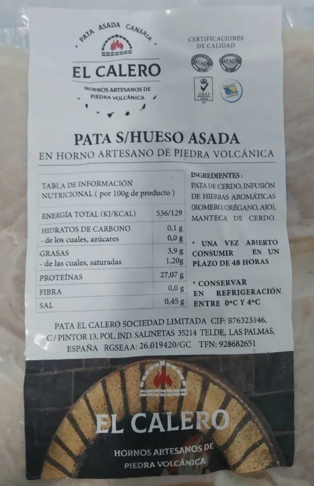 Pata de cerdo asada artesana