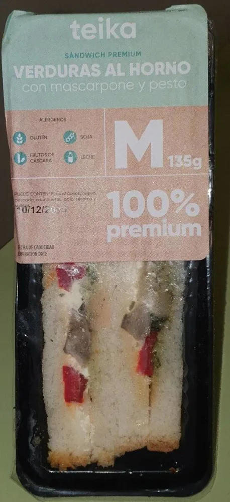 Sandwich premium verduras al horno con mascarpone y queso