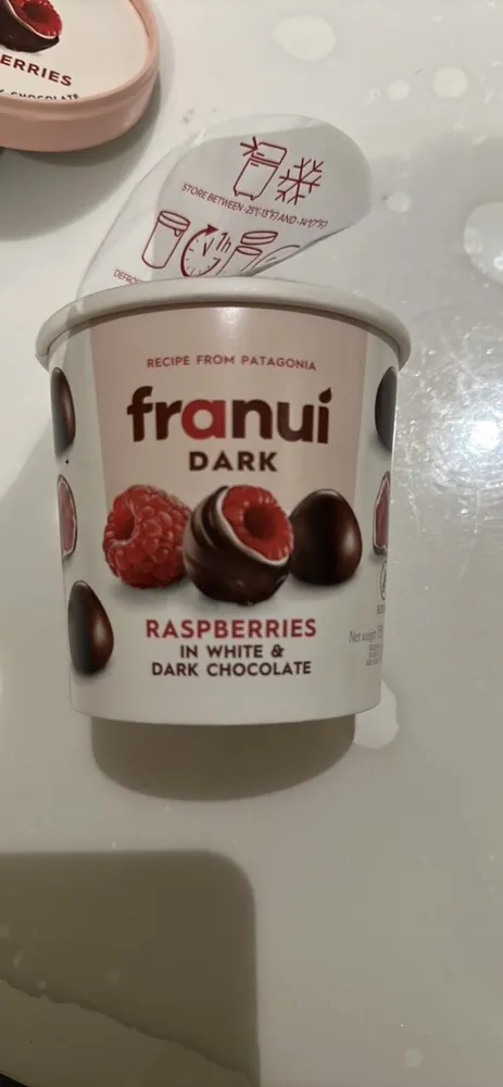 Raspberries in white & dark chocolate