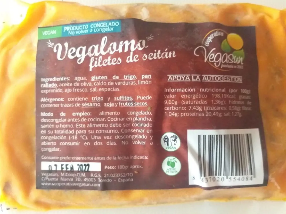 Vegalomo filetes de seitán