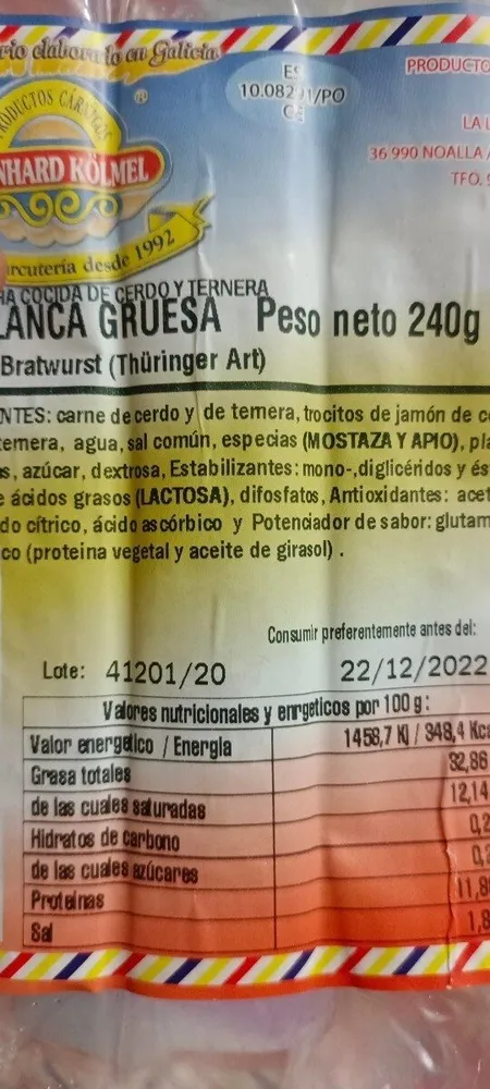 Salchicha la blanca gruesa