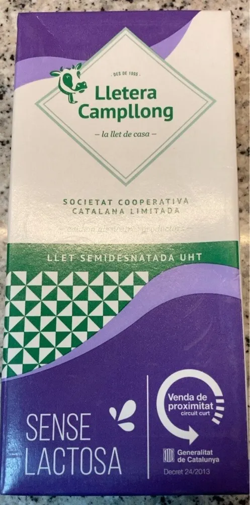 Llet semidesnatada sense lactosa