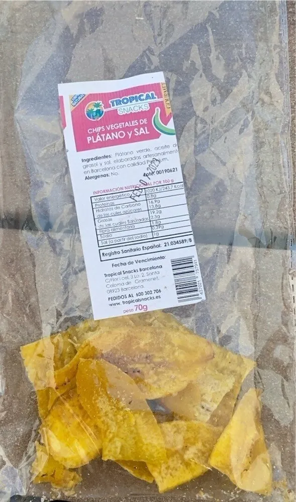 Chips vegetales de plátano y sal
