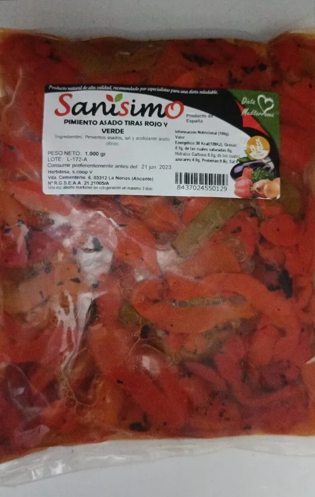 Pimiento asado tiras rojo y verde