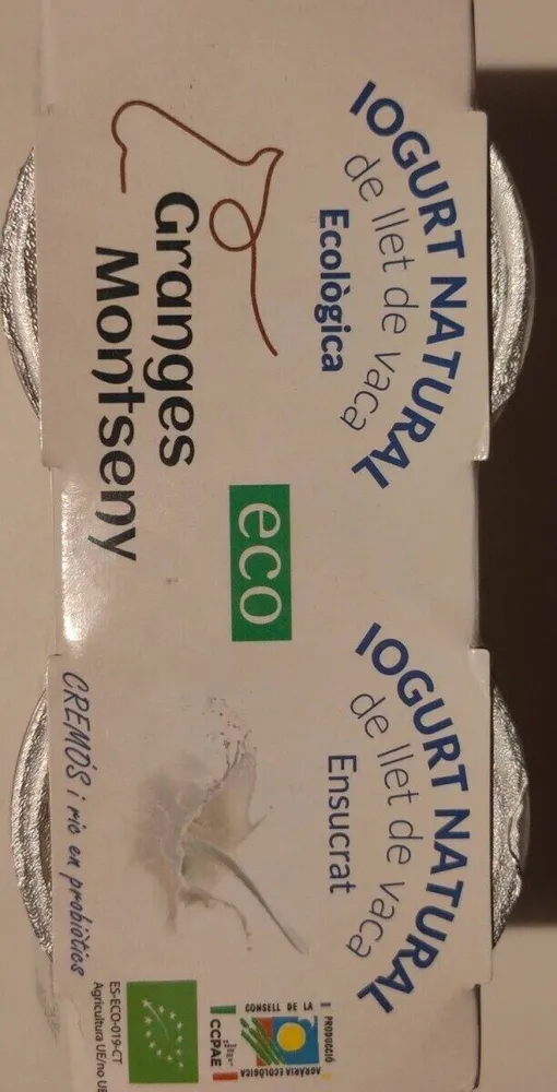 Iogurt natural de llet de vaca ecològica
