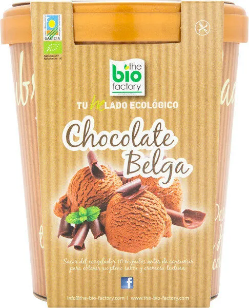Helado ecológico de chocolate belga sin gluten tarrina