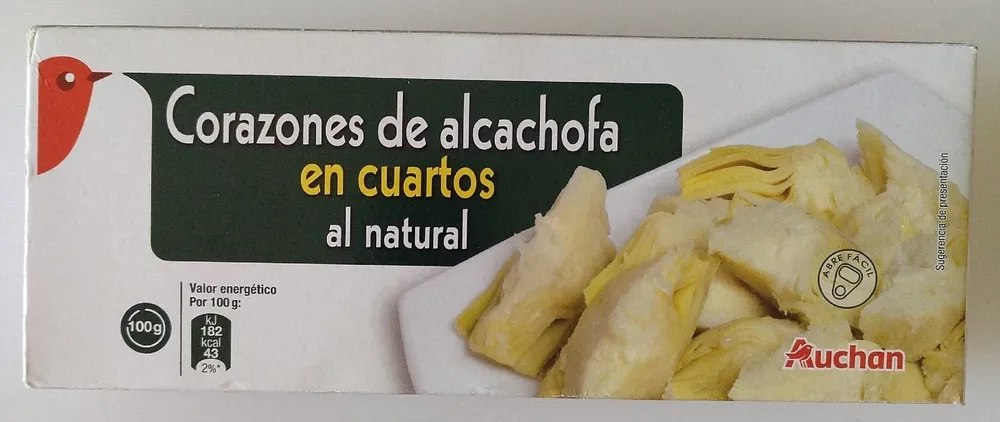Corazones de alcachofa en cuartos al natural