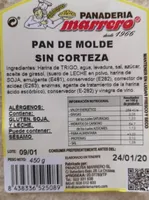 Pan de molde sin corteza