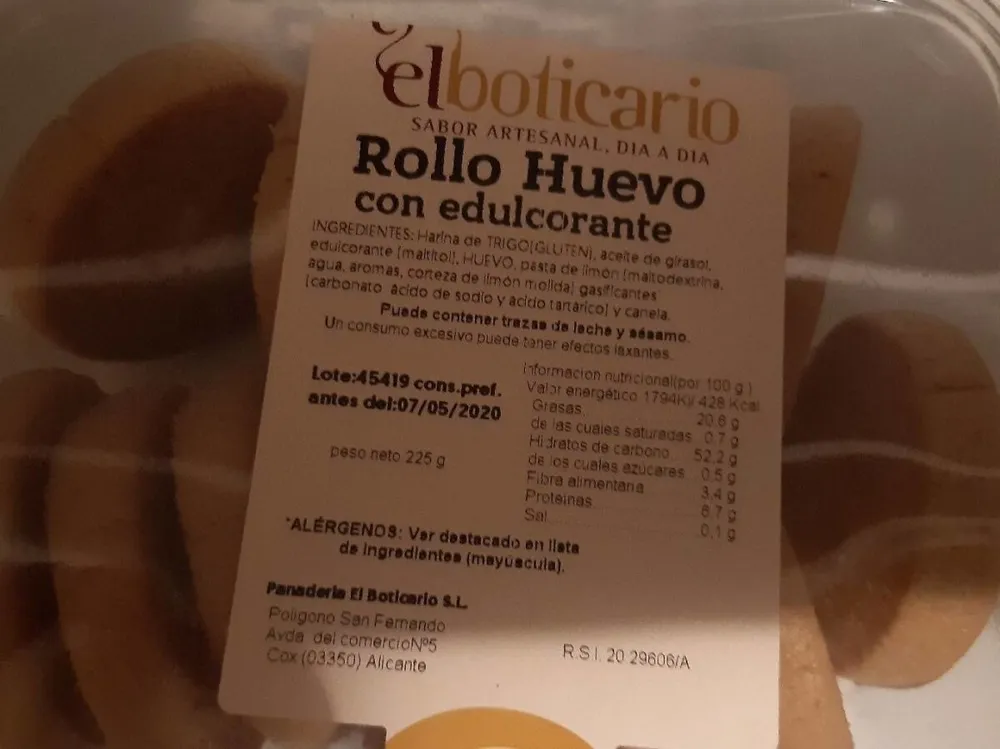 Rollo Huevo con edulcorante