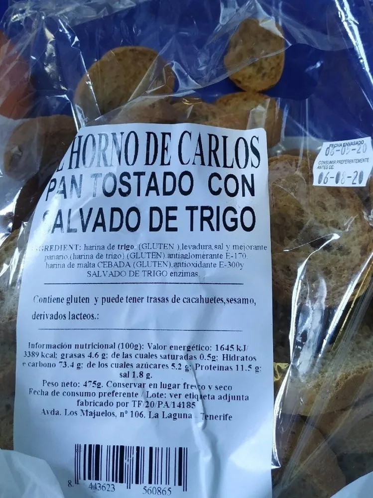 Pan tostado con salvado de trigo
