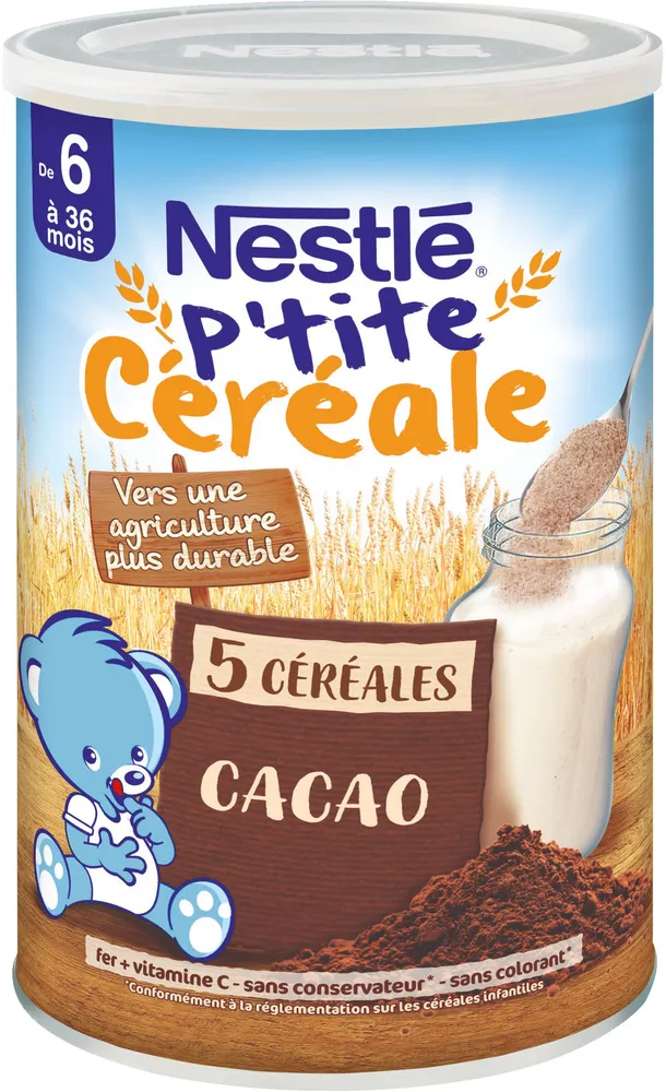 NESTLE P'TITE CEREALE 5 Céréales Cacao - Boîte 415g - Dès 6 mois