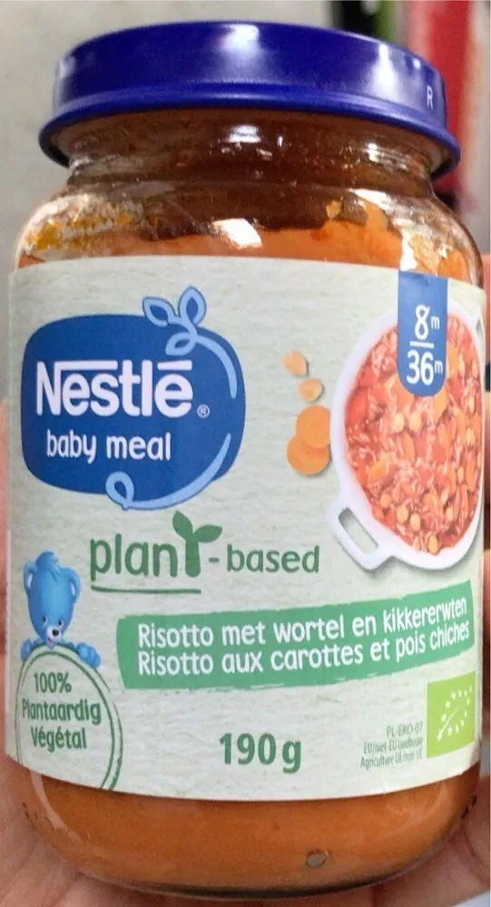 Baby meal plant based risotto aux carottes et pois chiches