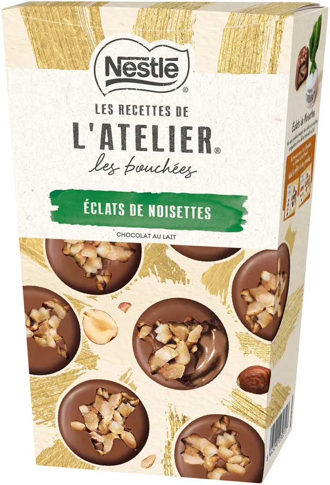NESTLE L'ATELIER LES BOUCHÉES chocolat au lait éclats de noisettes 262g