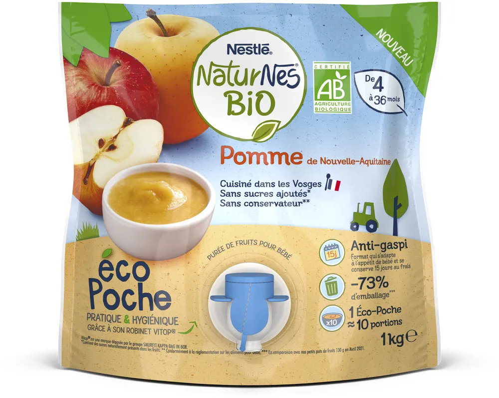 NESTLE NATURNES BIO Eco-poche Pomme - 1kg - Dès 4 mois