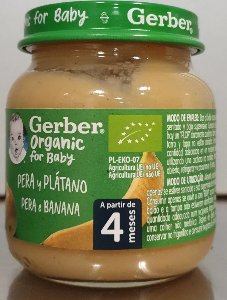 Gerber organic for baby pera y platano