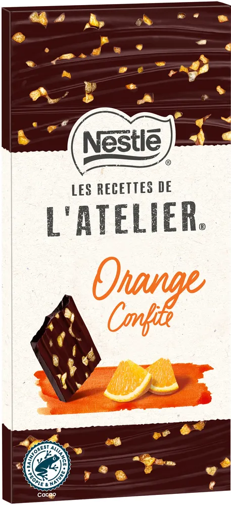 NESTLE L'ATELIER Tablette Chocolat noir orange confite - 100g