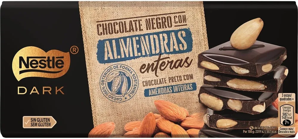 Chocolate negro con almendras