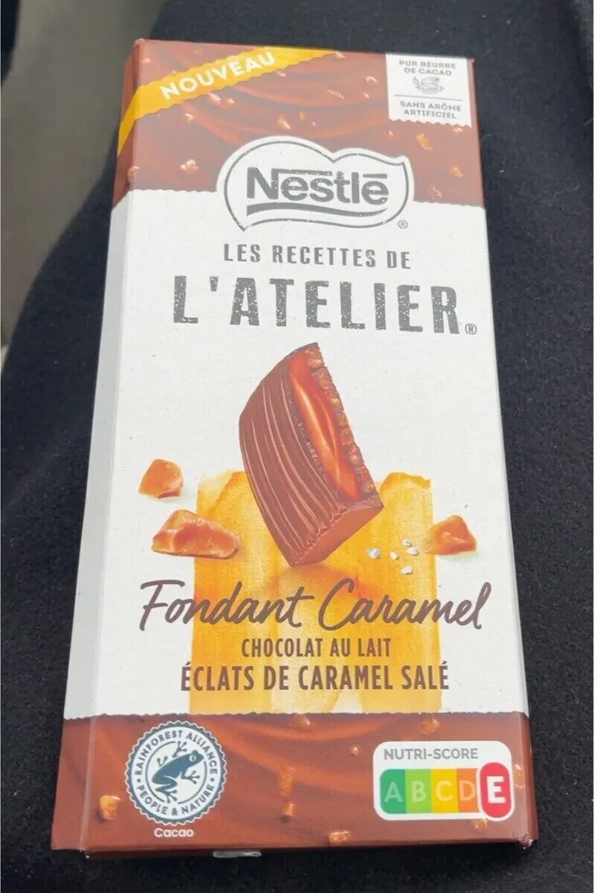 NESTLE L'ATELIER – Tablette Chocolat lait fondant caramel – 130g