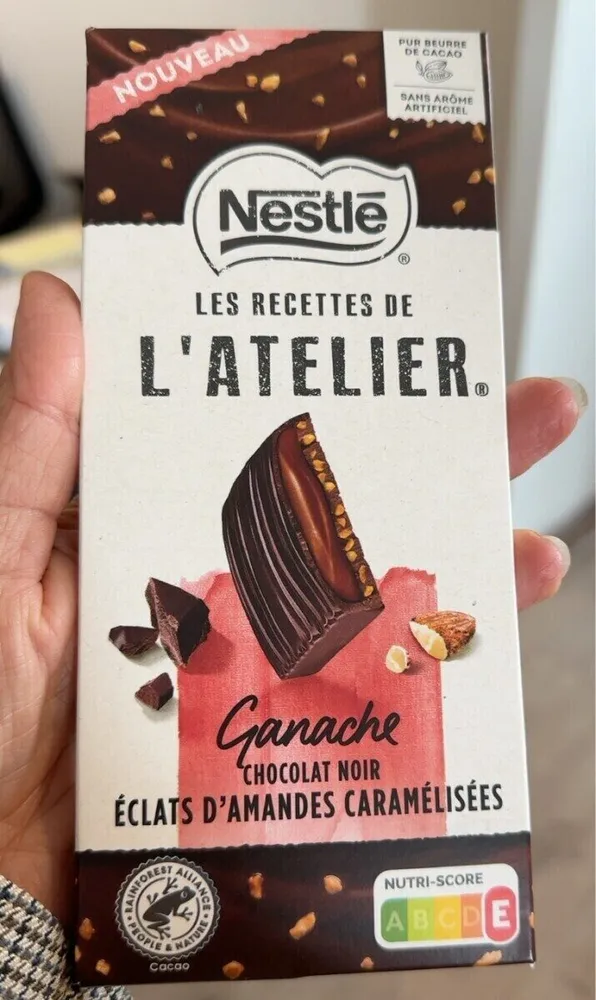 NESTLE L'ATELIER – Tablette Chocolat noir ganache – 130g