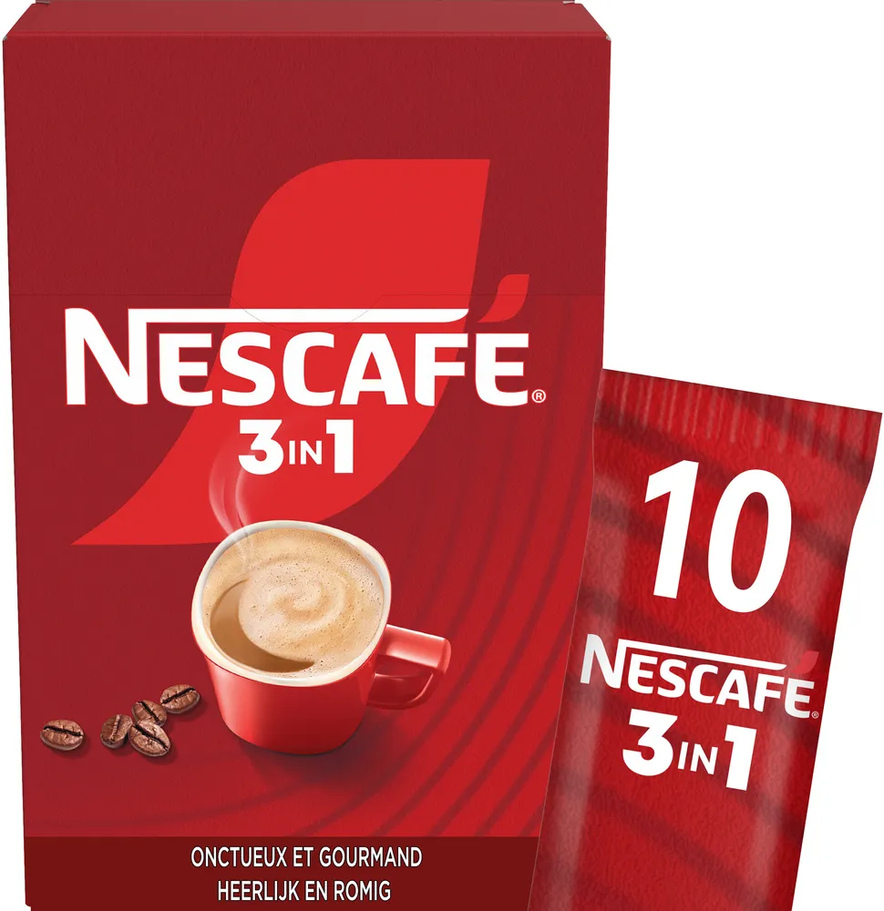 NESCAFÉ® 3en1, Café soluble au lait sucré, Boîte de 10 sticks de 15,5g