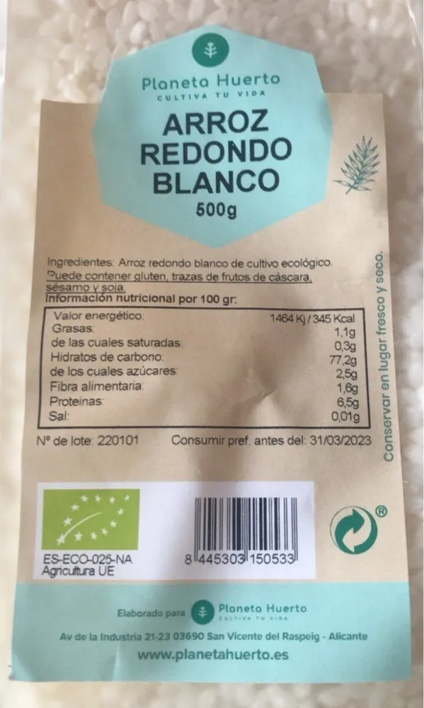 Arroz redondo blanco