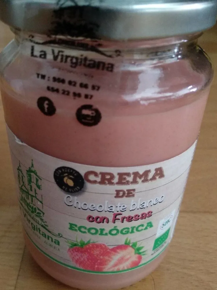 Crema de chocolate blanco con fresas ecológica