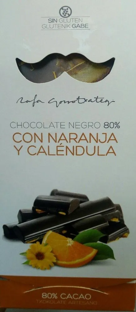 Chocolate negro 80% con naranja y caléndula