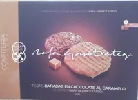 Tejas bañadas en chocolate al caramelo