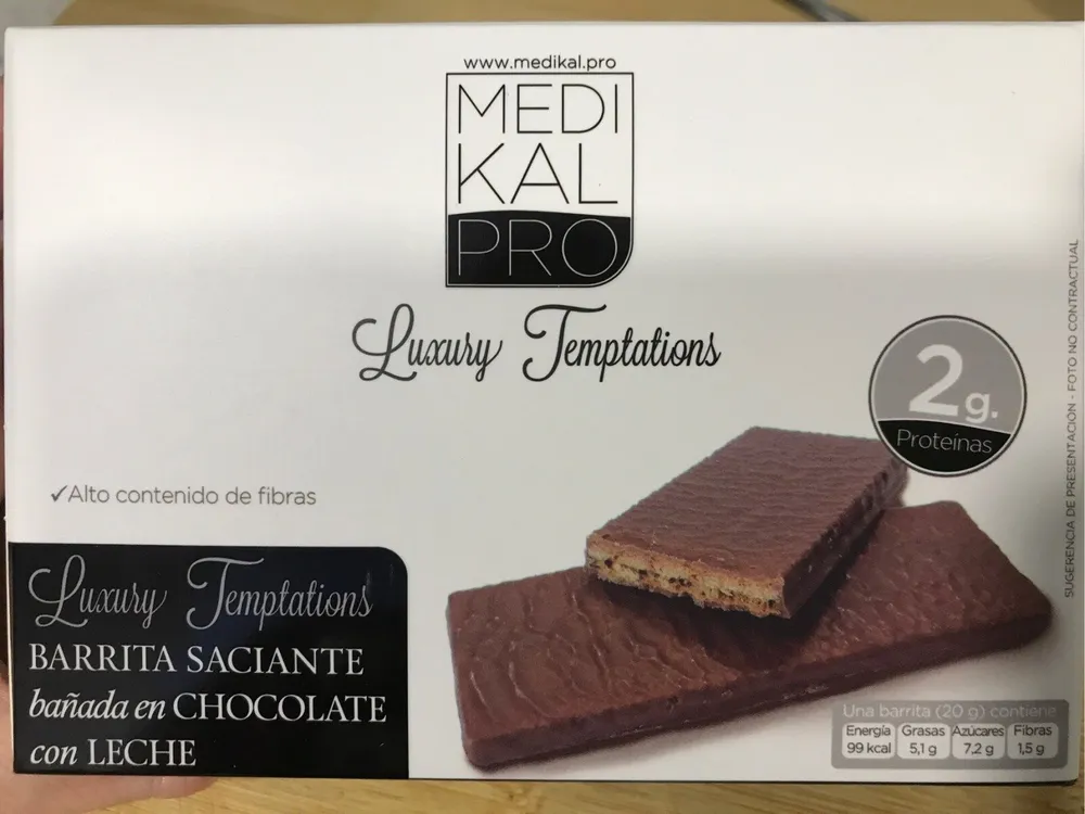 Barrita saciante bañada en chocolate con leche